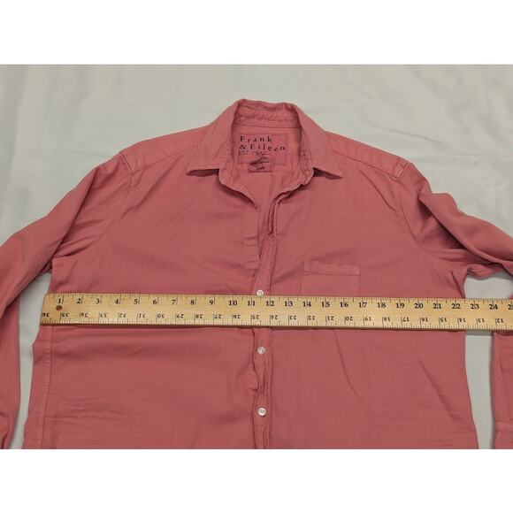 Frank & Eileen Eileen Distressed Relaxed Button Up Shirt Salmon Rose Women Med - Picture 5 of 8